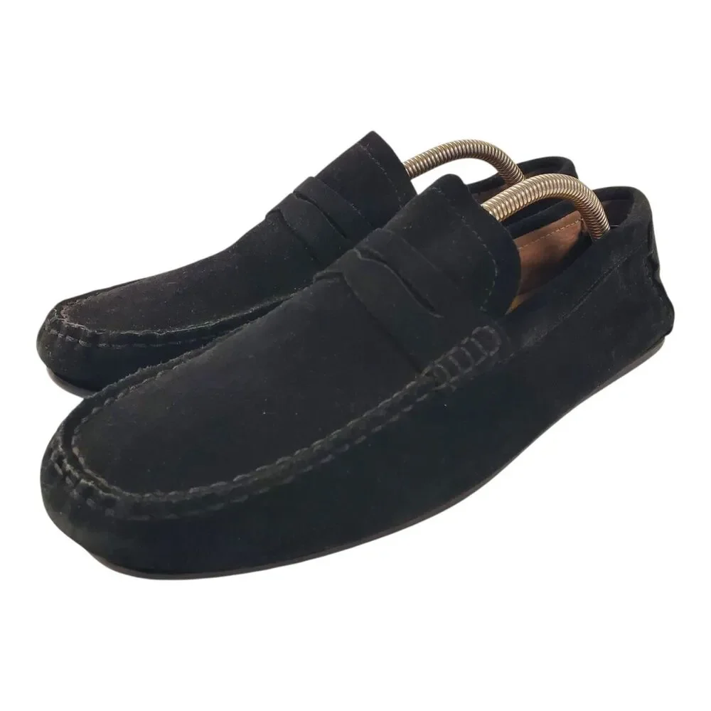 FLORSHEIM Imperial Shoes Mens Size 10 Black Suede Loafers Moccasin Casual Preppy